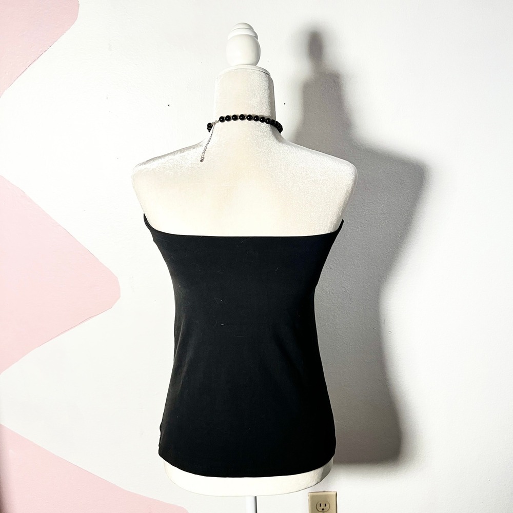 Vtg Y2K Express Tube Top Small Black Sequin Polka Dot 2007 Gothic - Picture 2 of 7